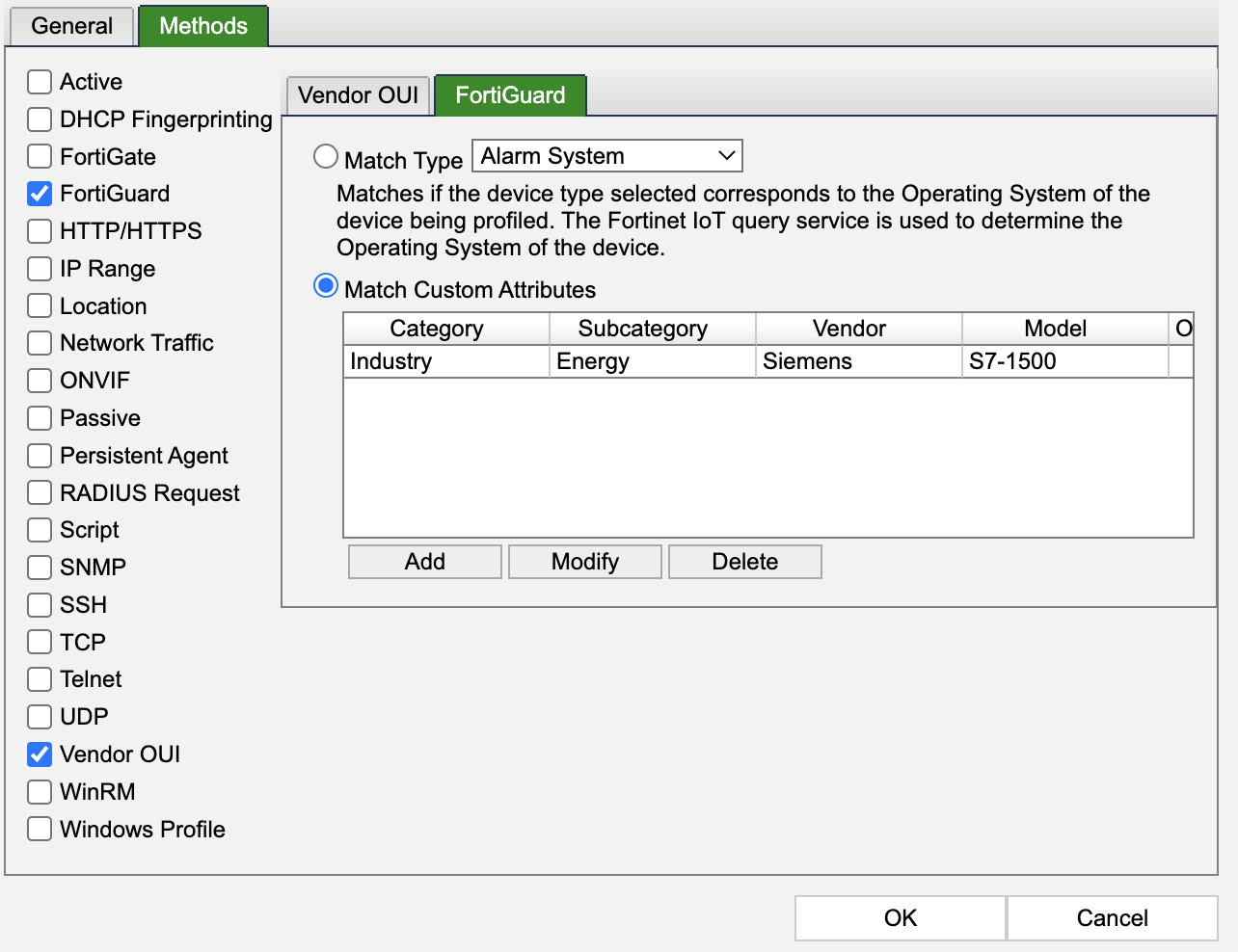 Profiling OT manufacturing devices FortiNACF 7.2.0